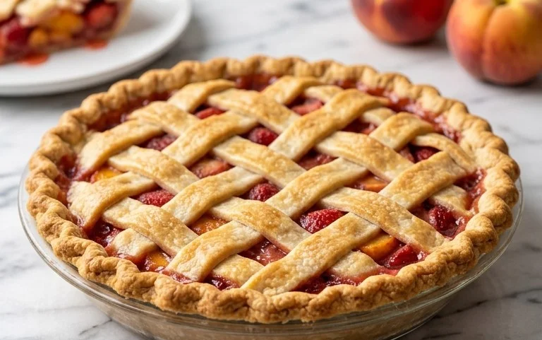 Honey Strawberry Peach Pie.